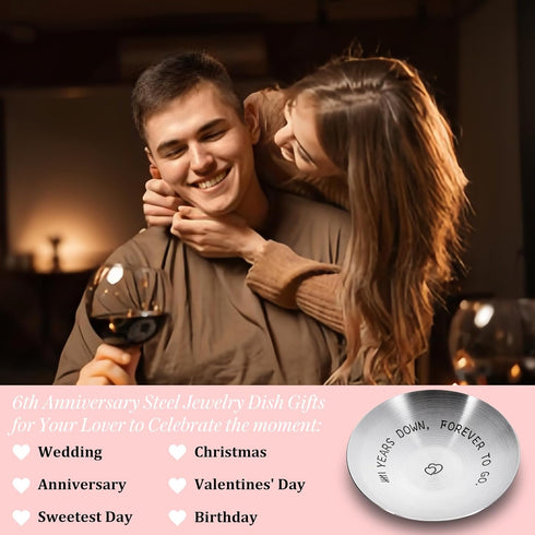 Iron 6th Anniversary for Him Her Women Men Jewelry Holder Dish 6 Year Wedding Anniversary for Wife Husband Couples Birthday Sweetest Gifts for Gir...
