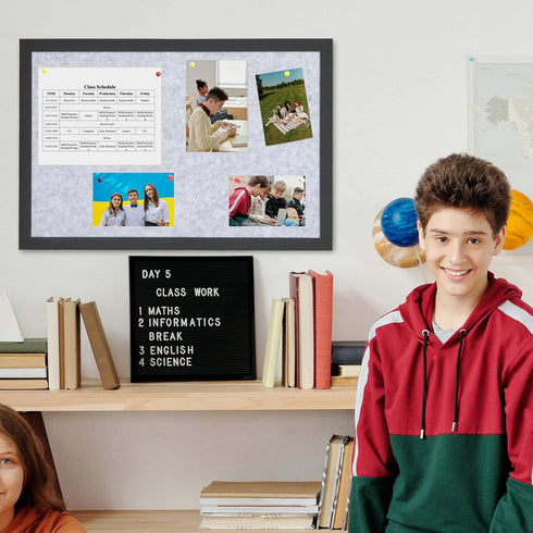 Bulletin Board Felt Board Decorative Display Photo Pin Vision Board Foldable Self-Adhesive Framed Felt Board for Home Office School Walls 15.7 * 2...