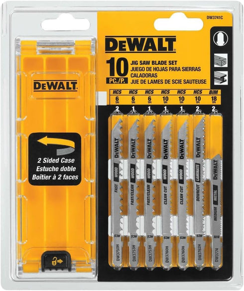 DEWALT Jigsaw Blades Set with Case, T-Shank, 10-Piece (DW3741C)...