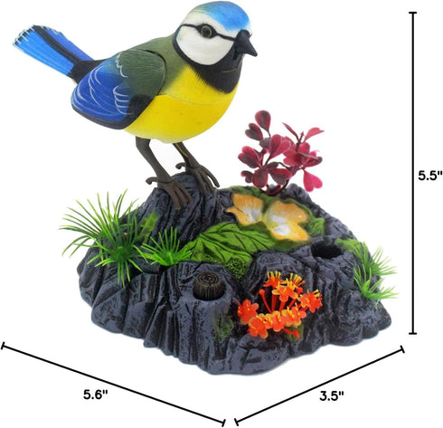 Tipmant Cute Electronic Birds Toys Pets Simulation Realistic Move Chirp Electric Office Home Desk Decor Decoration Kids Birthday Gifts (Blue & Yel...