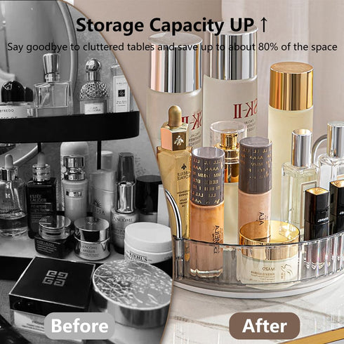 Rotating Makeup Organizer for Vanity, Spinning Cosmetics Storage for Bathroom Countertop, Skincare Holder Rack for Facial Cream, Perfume, Lotion, ...