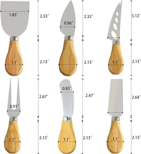 Tiny Cheese Knife Sets, Set of 12 Wooden Cheese Knives for Cheese Charcuterie Board Utensils, Stainless Steel Cheese Slicer, Cheese Cutter, Cheese...