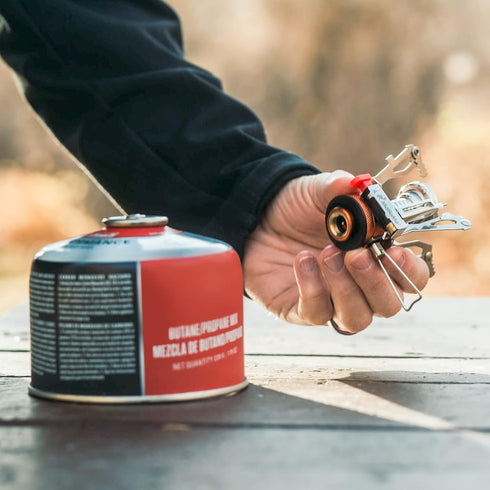 MalloMe Backpacking Stove - Portable Camping Stove - Small Backpack Camp Single Burner for Propane Butane Isobutane Fuel Canister - Mini Pocket Ro...