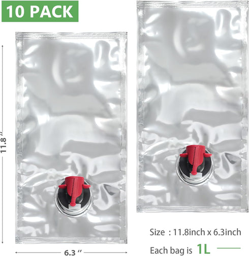 10 Pack Wine Purse Refill Bags, BIB Bag in Box, Refill Bladder Bags for Alcohol, Wine Replacement Wine Pouch with Spout for Wine Cools, Purse, Hol...