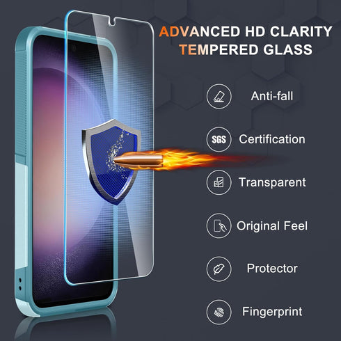 for Samsung Galaxy A35/A55 5G Case, Full Body Heavy Duty Rugged Shockproof Protective Phone Cover with Lanyard Strap, Tempered Glass Screen Protec...