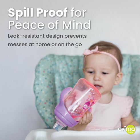Avima Baby 10 oz Spill Proof Baby Sippy Cup w/Interchangeable Soft Spout Nipple - Trainer Sippy Cup with Handles - BPA Free & Dishwasher Safe Kids...