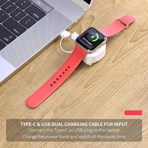 Magnetic Wireless Portable Charger for Apple Watch Series 9/8/7/6/5/4/3/2/1/SE/Ultra, 1200mAh Power Bank for iWatch with Dual Built-in Charging Ca...