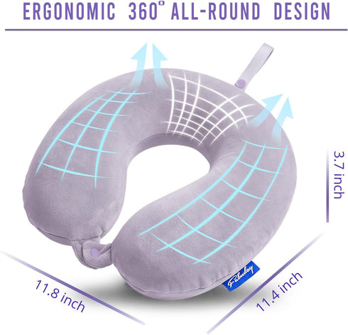 Travel Pillow Memory Foam for Airplanes - Neck Pillow for Traveling, Car, Home, Flight Pillow for Sleeping with Attachable Snap Strap Soft Washabl...
