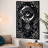 Riyidecor Gothic Vertical Goth Tapestry Wiccan Witch Wall Hanging Moon Tarot 30Wx50H Inch Goth Black White Aesthetic Floral Small Bohemian Stars M...