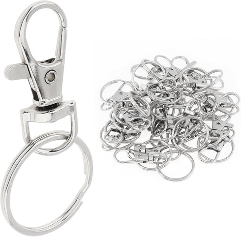 50PCS Metal Lobster Claw Clasp with Key Rings, keychain making kit (Claw Clasp 25pcs+Key Chain Ring 25pcs) for Keychain Clip, Key, Jewelry Making,...