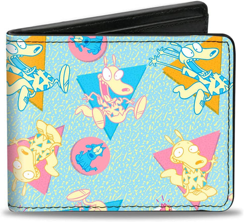 Buckle-Down Men's Wallet Bifold PU Modern Life Rocko and Spunky Expressions Multi Color, 4.0" x 3.5"...