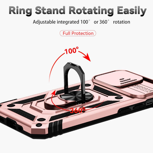 iPhone 12 Pro Max Case with Camera Cover & Kickstand, Slide Lens Protection + 360° Rotate Ring Stand, Impact-Resistant, Shockproof, Protective Bum...