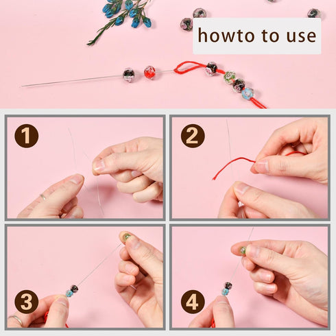 30 Pcs Beading Needles Set Include 15 Pcs Long Straight Beading Thread Needles + 15 Pcs Big Eye Beading Needles, Embroidery Needles with Needle Bo...
