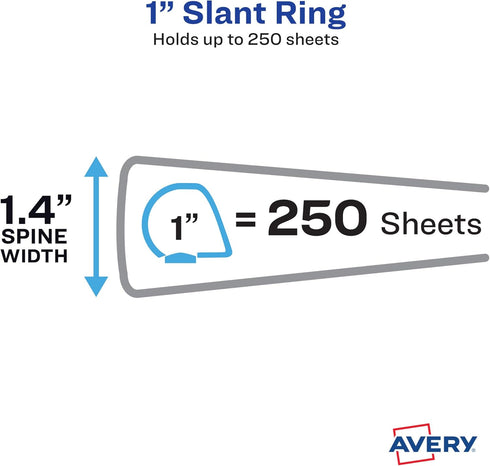 Avery Heavy-Duty 3 Ring Binder, 1 Inch Slant Rings, Orchid View Binder (79272)...