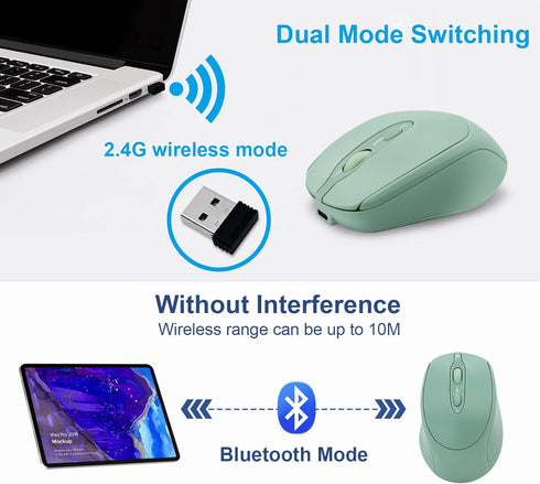 Rechargeable Wireless Mouse, Bluetooth Mouse for Laptop/iPad/MacBook Pro/Air,Silent Mouse for PC/Surface Pro/Lenovo/Samsung Table, Portable Slim C...