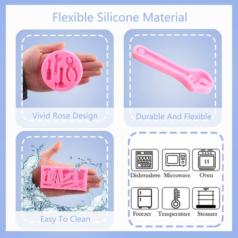 ZiXiang Construction Tools Fondant Silicone Molds Hand Tools Chocolate Mold For Cake Decoration Cupcake Topper Candy Polymer Clay Gum Paste Set Of...