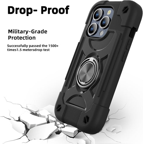 MARKILL Compatible with iPhone 15 Pro Max Case 6.7 Inch with Double Ring Stand, Heavy-Duty Military Grade Shockproof Phone Cover for iPhone 15 Pro...