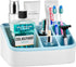 VITVITI Toothbrush Holders for Bathrooms, 6 Slots Toothpaste Bathroom Counter Organizer for Kids, Plastic Bathroom Organizer for Countertop/Sink/V...