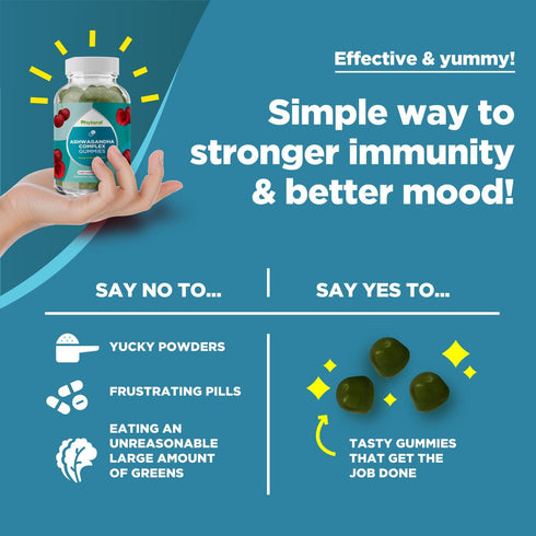 Calming Ashwagandha Gummies for Men and Women - 750mg Equivalent from 30:1 Root Extract with Zinc and Vitamin D - Tasty Adaptogen Stress Gummies f...
