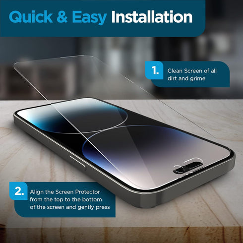 Case-Mate iPhone 14 Pro Screen Protector - 6.1 Inch - Anti-Scratch Tempered Glass with Shatter Protection - Durable 9H Glass Film with Touch Sensi...