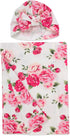 Baby Cotton Swaddle Blanket Wrap with Headband or Hat Set for Baby Girls, Boys Newborns and Infants 0-6 Months (Fabulously Fuchsia)...