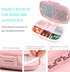 2 Pack Pill Case Organizer,Travel Pill Box with Label, Daily Medicine Organizer Case, Waterproof Pocket Container Case, Portable Pink Supplement C...