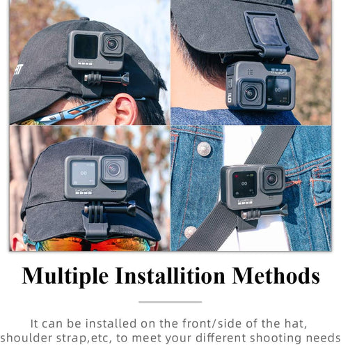 SUREWO Baseball Hat Clip Mount Baseball Cap Clamp Quick Release Mount Compatible with GoPro Hero 12 11 10 9 8 7 6 5 Black,DJI Osmo Action 4/3/2,AK...