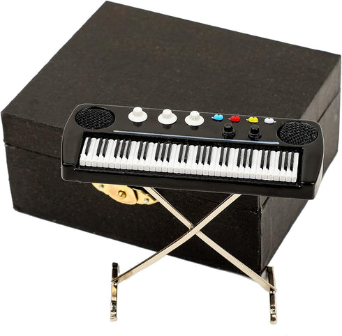 Miniature Electronic Organ with Case Mini Musical Instrument Mini Electronic Keyboard Miniature Dollhouse Model Electone Christmas Ornament (3.53"...
