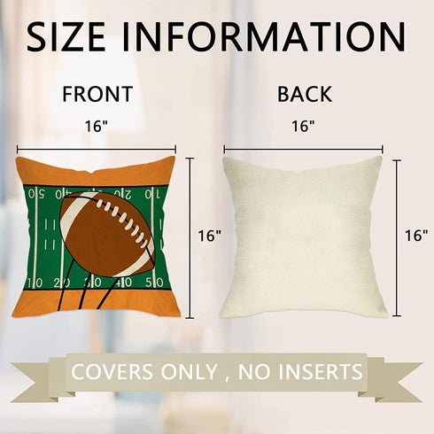 Fall Means Football Y'all Decorative Throw Pillow Cover Set of 4, Autumn Leaves Football Please Quote Cushion Case Decor, Rugby Sport Helmet Pumpk...