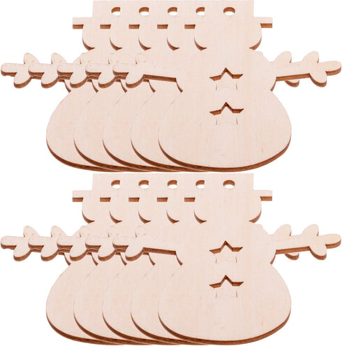 Pack of 50 Wooden Crafts to Paint 3 inch Christmas Tree Hanging Ornaments Unfinished Wood Cutouts Christmas Decoration DIY Crafts (Wooden Snowman ...