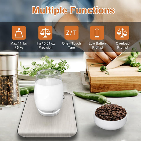 CROWNFUL Food Scale, 11 lb Digital Kitchen Scales with Built-in Coin Battery, Weight Ounces and Grams for Cooking and Baking, 6 Units with Tare Fu...