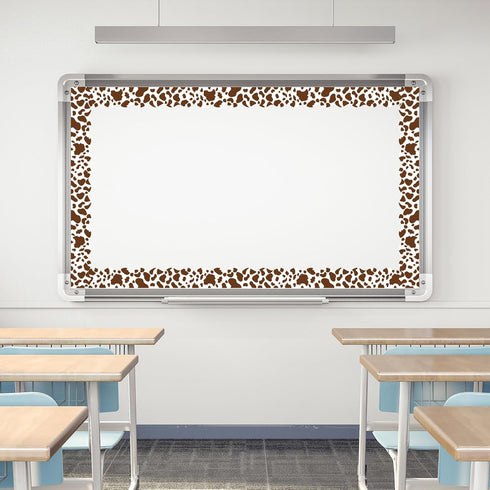 Whaline 98.4ft Cow Print Bulletin Board Borders 3 Sizes Brown White Highland Cow Die-Cut Bulletin Board Trim for Cow Party Birthday School Classro...