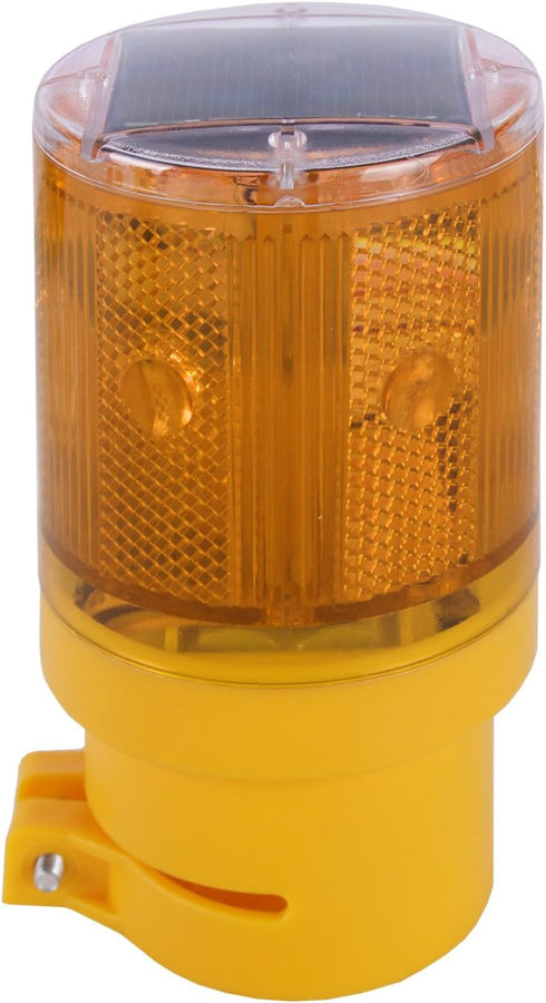 Qooltek Solar LED Warning Lamp - Flashing Barricade Light, Road Construction Safety Signs, Flicker Beacon (Yellow)...
