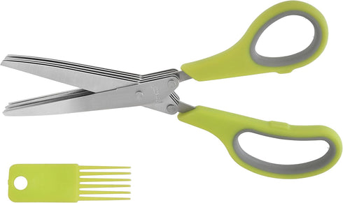 Herb Scissors 5- Blade Professional Stainless Steel - Multipurpose Kitchen Shear 5 Blades with Cleaning Comb...