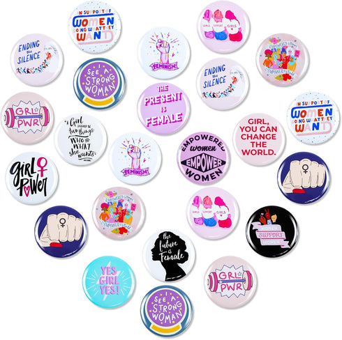 24 Pcs Feminist Pin,Feminist Power Brooch Women's Rights Badge Pins Novelty Female Buttons Pins Decor for Clothes Backpacks Hats (C4)...