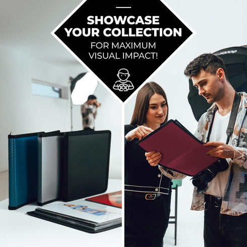 Dunwell Photo Album 8x10 (Ruby) with Black Mounting Paper, 8 x 10 Photo & Art Portfolio Presentation Book, 24 Clear Sleeves, Each Shows 48 Pages, ...