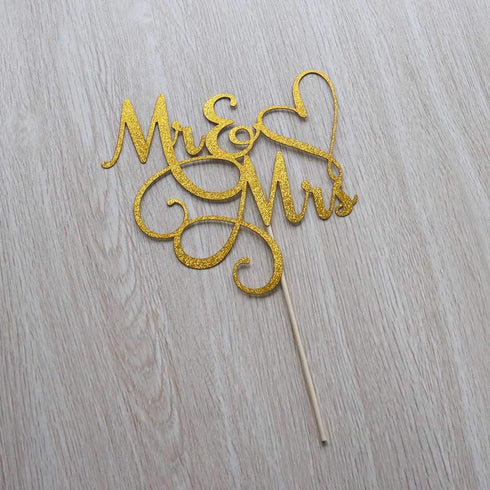 Gold Glitter Mr & Mrs Cake Topper - Wedding, Engagement, Wedding Anniversary Cake Toppers Decorations...