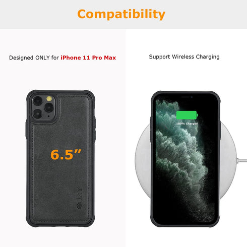 molzar MAG Series for iPhone 11 Pro Max Case, Built-in Metal Plate for Magnetic Mount, Works with Qi-Certified Chargers, Compatible with iPhone 11...