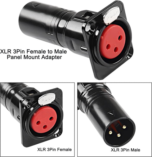 MEIRIYFA XLR 3 Pin Female to Male Pass Through Panel Mount Jack, Mic XLR 3PIN D Series Type Adapter Feed/Pass Thru Converter Compatible with Micro...