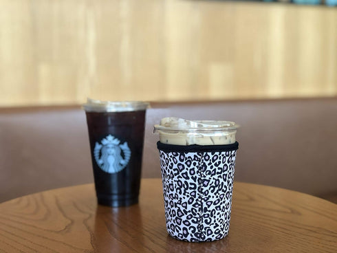 3 Pack Reusable Iced Coffee Sleeves - Xumbtvs Insulator Sleeve for Cold Beverages, Neoprene Coffee Cup Holder (Leopard print)...