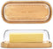 Butter Dish with Lid, Bamboo Butter Holder, Butter Container Holds for East/West Coast Butter, Dishwasher Safe...