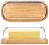 Butter Dish with Lid, Bamboo Butter Holder, Butter Container Holds for East/West Coast Butter, Dishwasher Safe...