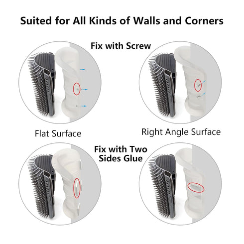 Extended (6.1") 2 Pack cat self groomer for Indoor cats cat face scratchers wall corner self grooming cat brush Cat Corner Scratcher Massage Combs...