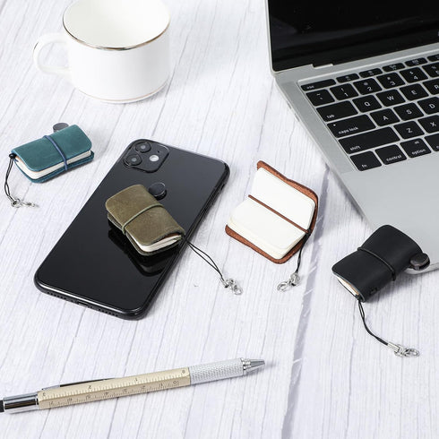 4 Pcs 1.9 x 1.3'' Vintage Cute Mini Notebook Small Miniature Notebook Refillable Pocket Tiny Journal Portable Leather Cover with Book Insert for D...