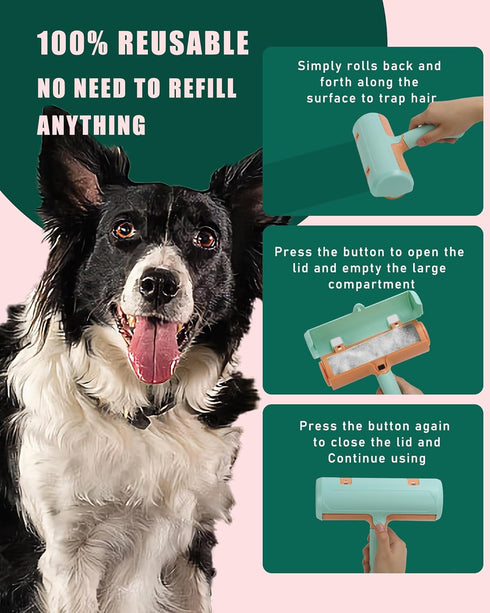 Pet Hair Remover Roller - Reusable Lint Roller for Pet Hair - Portable Cat and Dog Hair Remover - Pet Hair Removal Tool for Furniture, Couch, Carp...