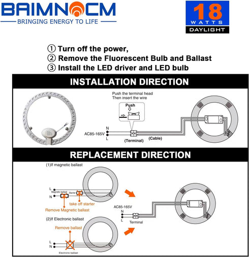T9 LED Circline Light Bulb, FC9T9/DL Led Replacement for GE Philips Sylvania 9 Inch Circular Fluorescent T9 30 Watt Day Light 2200LM 2 Count...