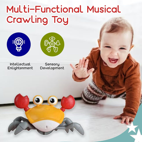 Cute Crawling Crab Baby Toys with Rechargeable Battery: Tummy Time Gift for Infants Toddlers Learning to Crawl or Walk Toy Lights Up with Music fo...