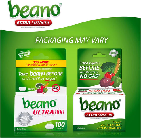 Beano Ultra 800, Gas Prevention and Digestive Enzyme Supplement, 100 Count...