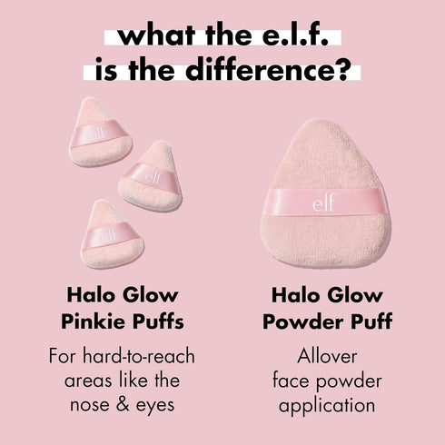 e.l.f. Halo Glow Pinkie Puffs, Finger-sized, Mini Puff For Applying Loose & Pressed Powders, Soft, Reusable & Washable, Vegan & Cruelty-Free, Set ...