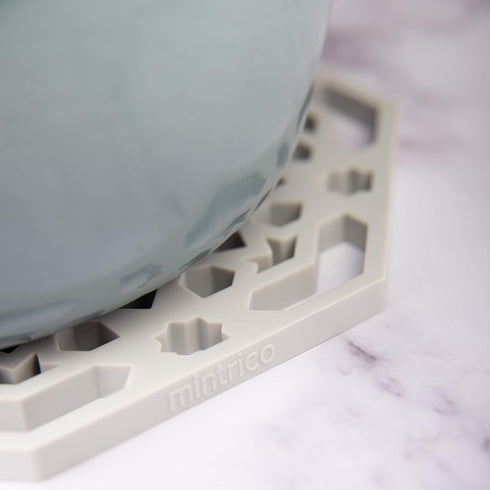 Mintrico Silicone Trivet Mat Pad for Hot Dishes Set of Two (White & Grey Octagon)…...